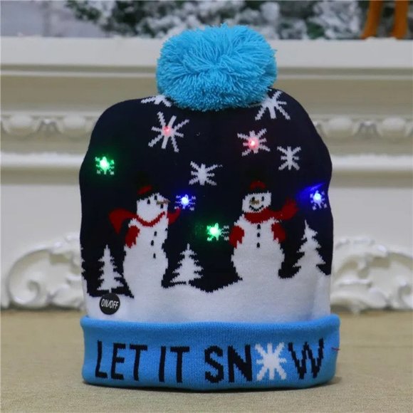 LET IT SNOW Light Up LED Holiday Beanie Hat - Picture 5 of 5